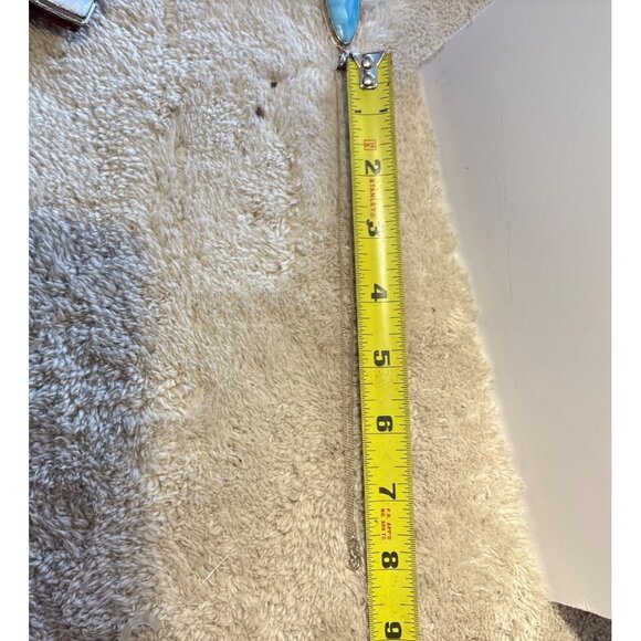 Sterling Silver Necklace & Larimar Pendand Teardrop Gemstone 18" Chain Italy - Picture 10 of 10